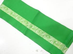 本場筑前博多　縞に波模様織り出し　単衣半幅帯